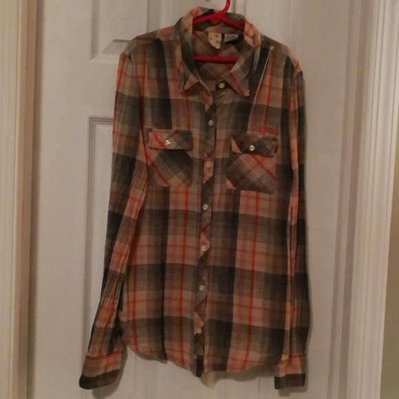 Billabong Plaid Long Sleeve Top - Picture 2 of 12